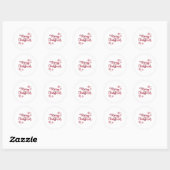 Sticker Rond Merry Christmas Red Snowflake Tygraphy (Feuille)