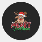 Sticker Rond Merry Christmas Reindeer Men Women Family Matching (Devant)
