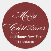 Sticker Rond merry christmas script elegant (Devant)