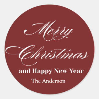 Sticker Rond merry christmas script elegant