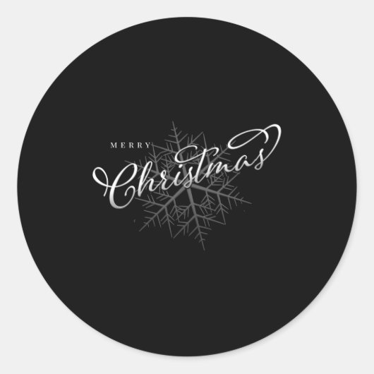 Sticker Rond Merry Christmas Silver Snowflake (Devant)