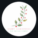 Sticker Rond Merry Christmas simple minimal<br><div class="desc">Joyeux Noël simple minimum autocollants étiquettes</div>