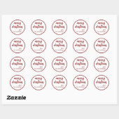 Sticker Rond Merry Christmas Simple Stylish Modern Minimal Mono (Feuille)