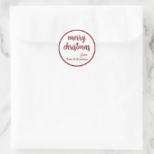 Sticker Rond Merry Christmas Simple Stylish Modern Minimal Mono (Sac)
