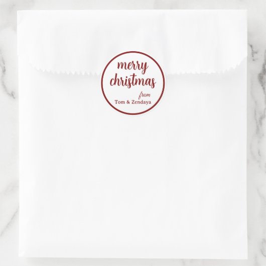 Sticker Rond Merry Christmas Simple Stylish Modern Minimal Mono (Sac)