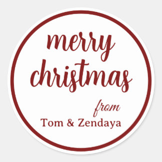Sticker Rond Merry Christmas Simple Stylish Modern Minimal Mono