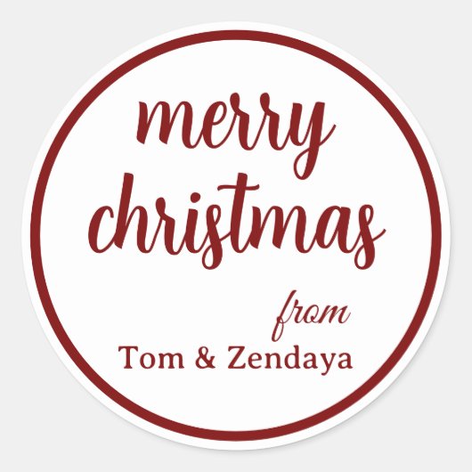 Sticker Rond Merry Christmas Simple Stylish Modern Minimal Mono (Devant)