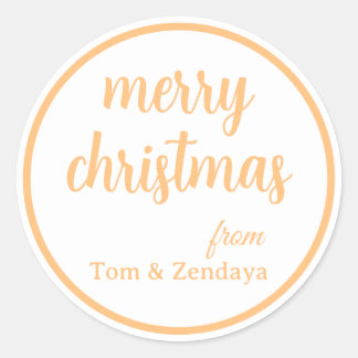 Sticker Rond Merry Christmas Simple Stylish Modern Minimal Mono