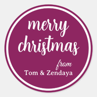 Sticker Rond Merry Christmas Simple Stylish Modern Minimal Mono