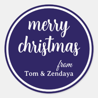 Sticker Rond Merry Christmas Simple Stylish Modern Minimal Mono