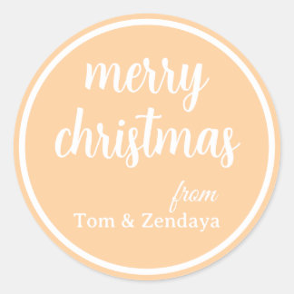 Sticker Rond Merry Christmas Simple Stylish Modern Minimal Mono