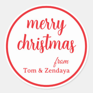 Sticker Rond Merry Christmas Simple Stylish Modern Minimal Mono