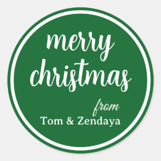Sticker Rond Merry Christmas Simple Stylish Modern Minimal Mono