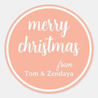 Sticker Rond Merry Christmas Simple Stylish Modern Minimal Mono