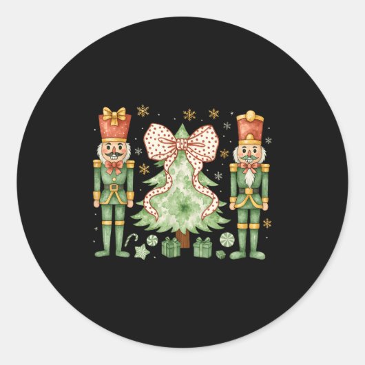 Sticker Rond Merry Christmas Tree Nutcracker Ballet Dance Women (Devant)