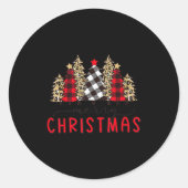 Sticker Rond Merry Christmas Tree Shirts Funny Leopard Plaid Pr (Devant)