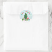 Sticker Rond Merry Christmas Tree with Gifts in Aqua Blue (Sac)