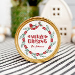 Sticker Rond Merry Christmas Wreath from Père Noël Étiquette/St<br><div class="desc">Sweet and fun Scandinavian Christmas bird wreath et "Joyeux Noël" aide Père Noël étiquette tous ses cadeaux spéciaux. Magasinez toute la collection dans ma boutique zazzle. Besoin d'aide pour personnaliser ? Message-moi !</div>