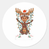 Sticker Rond Merry Christmoose Christmas Mooses Xmas Tree Light (Devant)