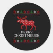 Sticker Rond Merry Christmoose Funny Christmas Moose Sweater An (Devant)
