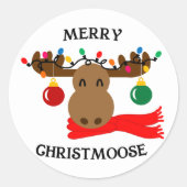 Sticker Rond Merry Christmoose Funny Noël (Devant)
