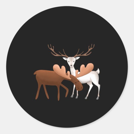 Sticker Rond Merry Christmoose Happy New Deer T Shirt (Devant)