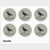 Sticker Rond Merry Crowmas Crow de Noël (Feuille)