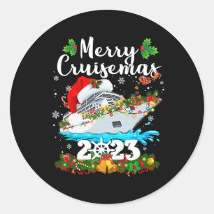 Sticker Rond Merry Cruisemas 2023 Noël Père Noël Reindeer Crui