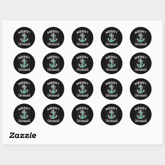 Sticker Rond Merry Cruisemas Cruise Christmas Light Matching Fa (Feuille)