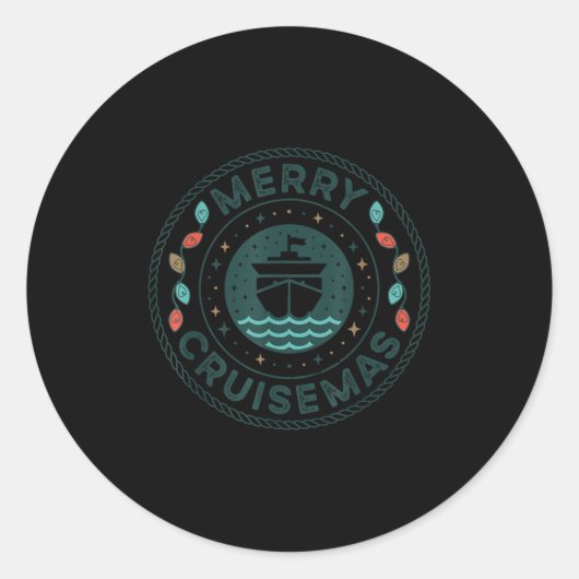 Sticker Rond Merry Cruisemas Cruise Mas Matching Family Christm (Devant)