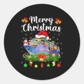 Sticker Rond Merry Cruisemas Xmas Lighting Santa Cruise Ship Ch (Devant)