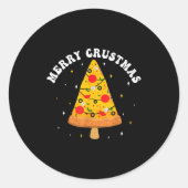 Sticker Rond Merry Crustmas Funny Zza Slice Christmas Tree Zza  (Devant)