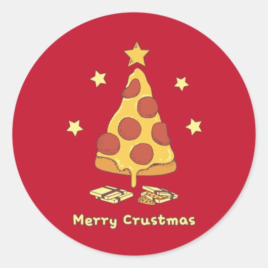 Sticker Rond Merry Crustmas - Pizza Noël Classic Round Sti (Devant)