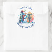 Sticker Rond Merry Disk-mas | Disk Golf Personnalisé Noël (Sac)