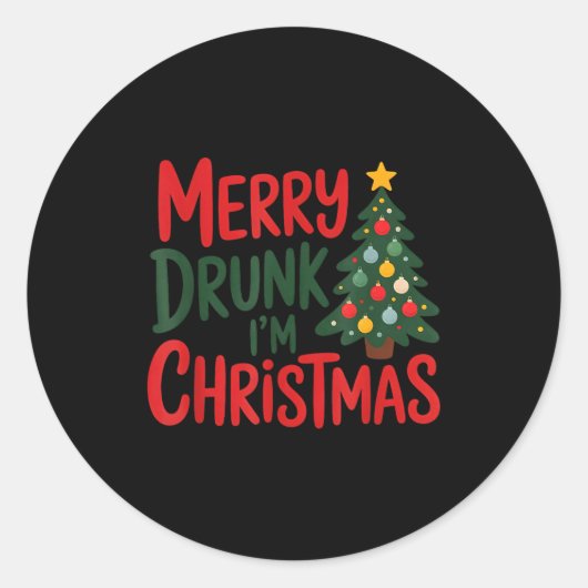 Sticker Rond Merry Drunk I'm Christmas Funny Holiday Design (Devant)
