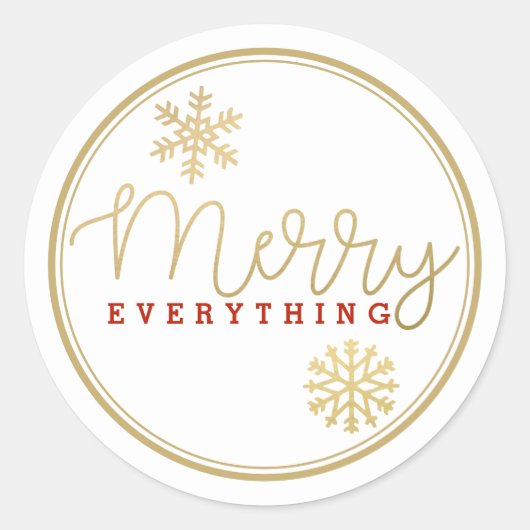 Sticker Rond Merry Everything Or et Red Enveloppe Sceau (Devant)