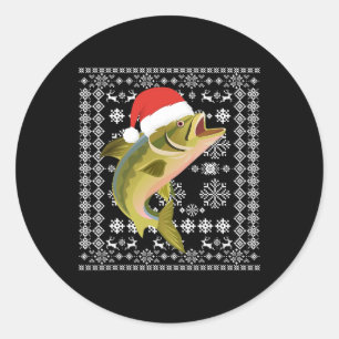 Sticker Rond Merry Fishmas Vilain Noël T Chemise Père Noël Fish