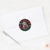 Sticker Rond Merry Hippmas: Moo Deng Christmas Design (Enveloppe)