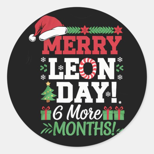 Sticker Rond Merry Leon Day Noel Ckwards Funny Christmas Counte (Devant)