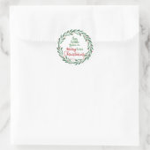 Sticker Rond Merry Little Christmas Script | Wreath (Sac)