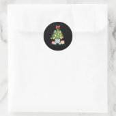 Sticker Rond Merry Mahjong Christmas Tree Chinoiserie Holiday (Sac)