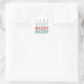 Sticker Rond Merry Merry Merry with Pastel Boho Christmas Trees (Sac)
