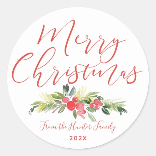 Sticker Rond Merry Mistletoe | (Devant)