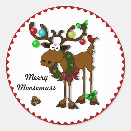 Sticker Rond Merry Moosemass (Devant)
