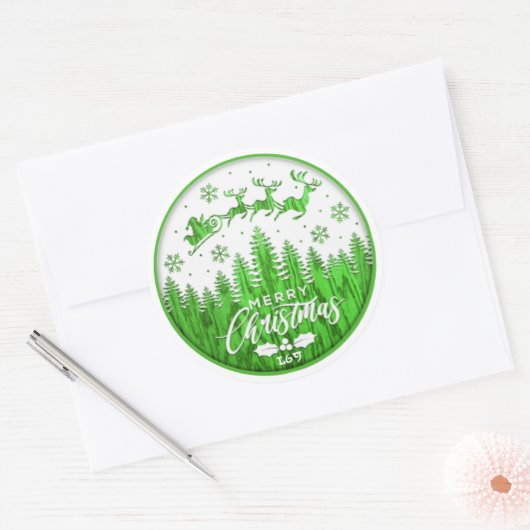 Sticker Rond MERRY NOËL drôle Noël (Enveloppe)