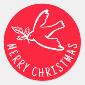 Sticker Rond MERRY NOËL Simple Dove CUSTOM Holiday (Devant)