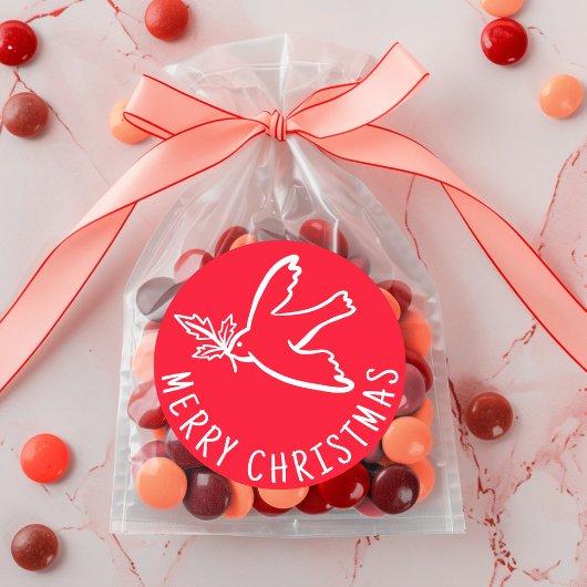 Sticker Rond MERRY NOËL Simple Dove CUSTOM Holiday