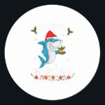 Sticker Rond Merry Sharkmas Sharkmas Père Noël Ugly Christma<br><div class="desc">Merry Sharkmas Sharkmas Père Noël Ugly Christma</div>