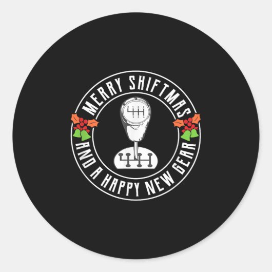 Sticker Rond Merry Shiftmas Manual Transmission Christmas Theme (Devant)