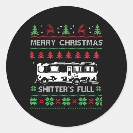 Sticker Rond Merry Shitter'S Full Ugly (Devant)